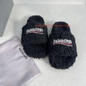 Balenciaga Black Textured Slides